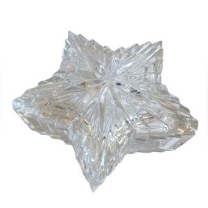 Vintage-Trinket Dish-American Crystal Collection-Star-Lid-Clear-Glad-Home Decor